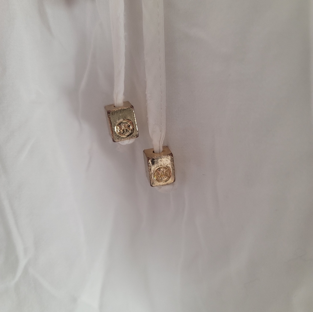 MICHAEL Michael Kors White Long Sleeve Blouse Size M 100%Rayon - Picture 7 of 9